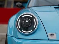 LED headlamp set with gloss black reflector bowl LHD. Porsche 911 / 964 - 91163111302, 91163102400, 91163111300