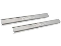 Door sill trim with Carrera lettering, stainless steel. Porsche 996 C2 / C4 - 99655198401, 99655198491, 996551984GT2, 99655198403