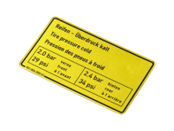 Sticker Tyre pressure. Porsche 911 1973-83 / 911 turbo 1975-77 - 90100650501 - 1601500706