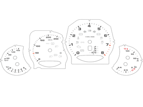 Dial face set, KMH. Porsche 958.2 Cayenne / Cayenne S / Cayenne GTS