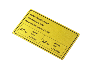 Sticker Tyre Pressure. Porsche 911 Turbo 78-89 - 90100650501
