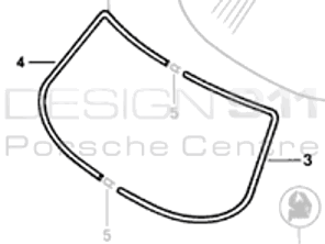 Voorruit Sierlijst Metaal Zwart. Porsche 911 - 9115419110170K, 9115419120170K