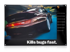 Emaille plaat Porsche Classic 993 Turbo 'Kills bugs fast' - PCG00099310