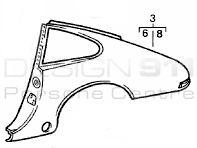 Coupe de panel trasero de 1/4. Porsche 911 1978-83 2.7L Carrera / SC - 91150306110GRV, 91150306210GRV