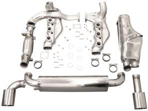 Exhaust set for 964 with single tail pipe and catalytic converter. With Sport muffler and dual tips, with TÜV. - 92.564SD, 1620001310, 96411104205, 96411321316, 96411321315, 96411104504, 96411104502, 96411104605, 96421104004, 96421103905, 96421103932