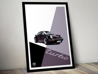 Affiche Porsche 911 930 Turbo dans un cadre noir