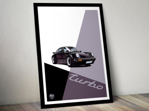 Porsche 911 930 Turbo poster in Black frame