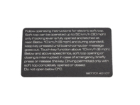 Convertible Roof Safety Sticker - English. Porsche 987 Boxster 2005-12 - 98770140107