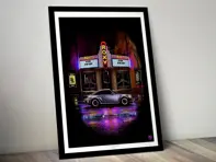 Poster Porsche 911 "50 anni della serie G" con cornice nera