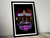 Affiche Porsche 911 « 50 ans de la série G » dans un cadre noir