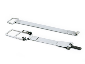 Battery straps, top and side set, Silver. Porsche 911 69-73 - 90161102800, 90161102200 - 1699450110, 9240001