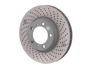 Brake disc rotor Front, drilled-dimpled monoblock, 330x34mm. Porsche 996 / 997 (OE No 99635140904 and 99635141004) - 99635140902, 99635140903, 99635140904, 99635141002, 99635141003, 99635141004 - PFL30922, PFR31022