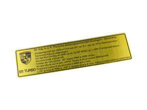 Sticker ignition timing. Porsche 911 Turbo 84-89