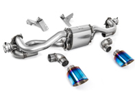 Milltek sports exhaust rear silencer delete with burnt titanium trims. Porsche 718 Cayman GT4 4.0ltr / Boxster GTS 4.0ltr