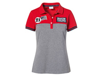 Porsche Women's Polo-Shirt, red grey melange - Martini Racing Collection