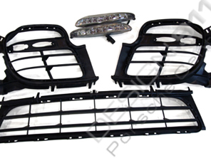 Inzetstukken voorbumper en verlichting. Porsche 997Turbo - 9975055630101C, 9975055640101C, 9975055410201C, 99763109088