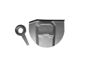 Support d'amortisseur arrière. Porsche 356A (1955-57) - 64450115500, 64450117105 - PP154DL, PP154DR