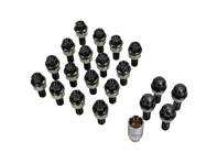 Kit de boulons de roue et de boulons de verrouillage (entretoises jusqu'à 7 mm) plaqués noir pour les Porsche modernes - 99636120302, 99636120301, 99636120300, WHT004676A, WHT006978, WHT010065A