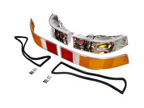 Indicator lamps and lens rear kit with CHROME rim lens. Porsche 911 - 91163140333, 91163140433, 91163193900, 91163194000, 91163192303, 91163192403, 91163197100, 91163197101