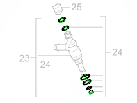 Fuel injector gasket set. Porsche 958 Cayenne / 970 Panamera HYBRID - 95811090100, 933.140, 95811090101, 95811090102