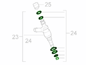 Juego de juntas de inyector de combustible. Porsche 958 Cayenne / 970 Panamera HÍBRIDO - 95811090100, 933.140, 95811090101, 95811090102