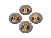 Copricerchi in seta platino con stemma per Porsche (set di 4) - 99104460021, 00004460533, 00004460723