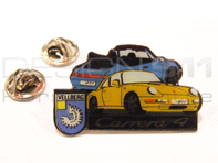 Pin Badge 'Porsche 911 Carrera 4' Amarillo y Azul