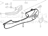 Deurkruk (buiten). Porsche 968 1992-95 - 94453766104G2X, 94453766204G2X