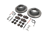 REAR Brake Pads and Brake Disc Package. Porsche 997 C2 Sebro - 99635240104, 98635293911, 99661236501, 99635208600, 99635208602, 99635295901