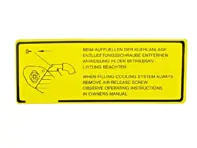 Sticker Cooling System Refill. Porsche 924 / 924S / 944 - 94400612100