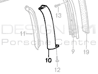 Joint de montant de capote (B), côté GAUCHE. Porsche 944 - 94156151711, 94156151811, 94156151810, 94156151710