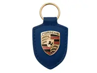 Portachiavi in pelle con stemma Porsche, BLU - WAP0500950E