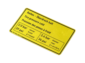 Aufkleber Reifendruck. Porsche 911 73-83 / 911 Turbo 75-77 - 90100650501