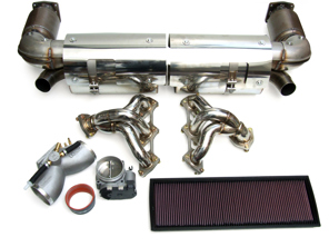 Auspuffpaket + Krümmer + Plenum 74 mm Drosselklappengehäuse + Luftfiltersatz Porsche 996 Turbo - 3606009616, 3606309603, 96274, 99760511502, 33-2189