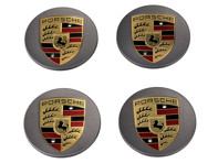 Wheel Caps in Platinum with Coloured Crest for Porsche Macan (Set of 4) - 00004460514, 00004460714